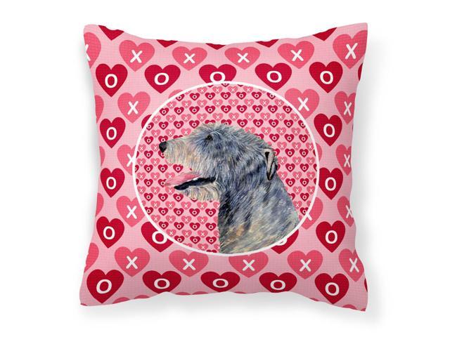 Irish Wolfhound Hearts Love and Valentine's Day Portrait Fabric Decorative Pillow SS4506PW1414