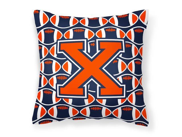 Letter X Football Orange Blue and white Fabric Decorative Pillow CJ1066-XPW1414