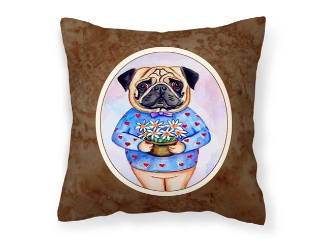 Pug Valentine's Hearts Fabric Decorative Pillow 7132PW1414