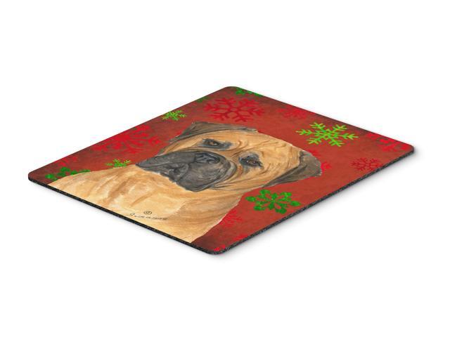 Bullmastiff Snowflakes Holiday Christmas Mouse Pad Hot Pad or Trivet