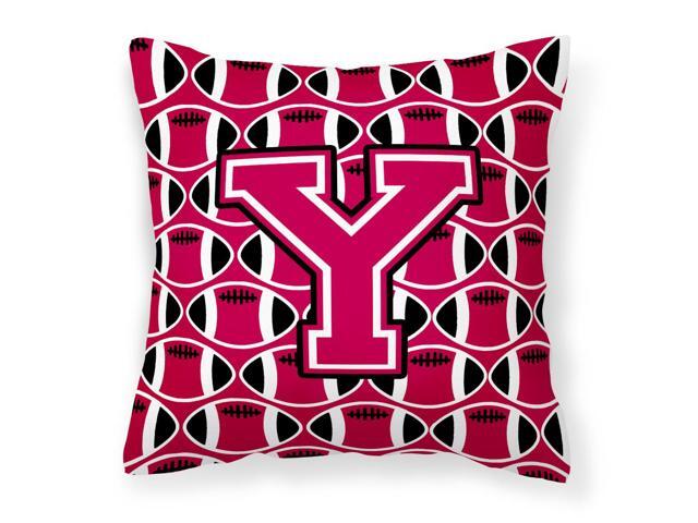 Letter Y Football Crimson and White Fabric Decorative Pillow CJ1079-YPW1414