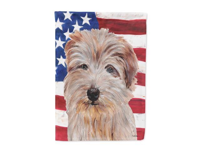 Norfolk Terrier with American Flag USA Flag Garden Size SC9640GF