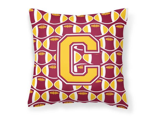 Letter C Football Maroon and Gold Fabric Decorative Pillow CJ1081-CPW1414