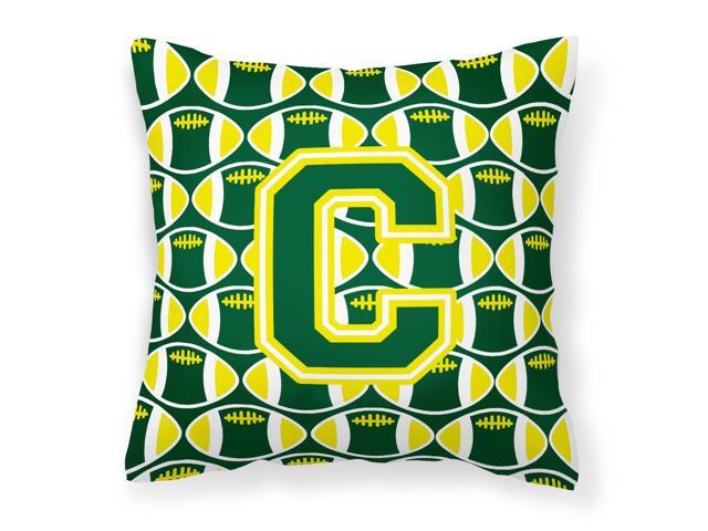 Letter C Football Green and Yellow Fabric Decorative Pillow CJ1075-CPW1414
