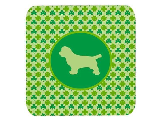 Set of 4 Sussex Spaniel Lucky Shamrock Foam Coasters