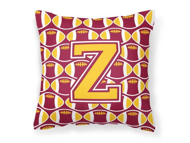 Letter Z Football Maroon and Gold Fabric Decorative Pillow CJ1081-ZPW1414