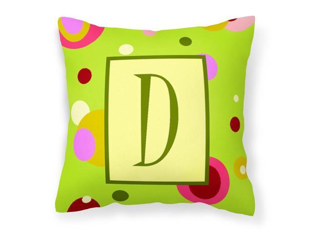 Letter D Initial Monogram - Green Decorative Canvas Fabric Pillow
