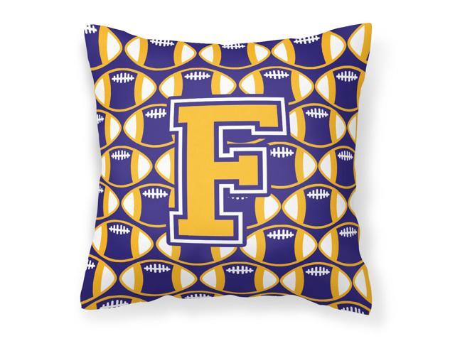 Letter F Football Purple and Gold Fabric Decorative Pillow CJ1064-FPW1414