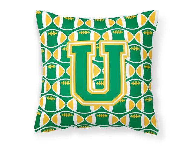 Letter U Football Green and Gold Fabric Decorative Pillow CJ1069-UPW1414