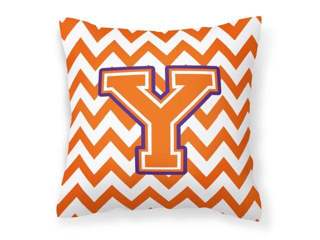 Letter Y Chevron Orange and Regalia Fabric Decorative Pillow CJ1062-YPW1414