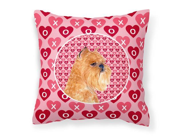 Brussels Griffon Hearts Love and Valentine's Day Portrait Fabric Decorative Pillow SS4494PW1414