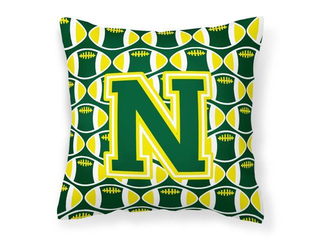 Letter N Football Green and Yellow Fabric Decorative Pillow CJ1075-NPW1414