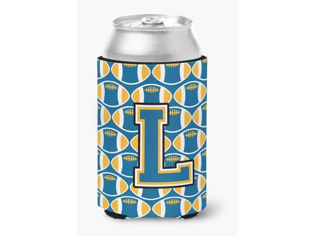 Letter L Football Blue and Gold Can or Bottle Hugger CJ1077-LCC