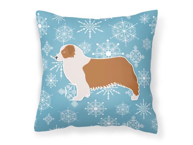 Winter Snowflake Australian Shepherd Dog Fabric Decorative Pillow BB3533PW1818