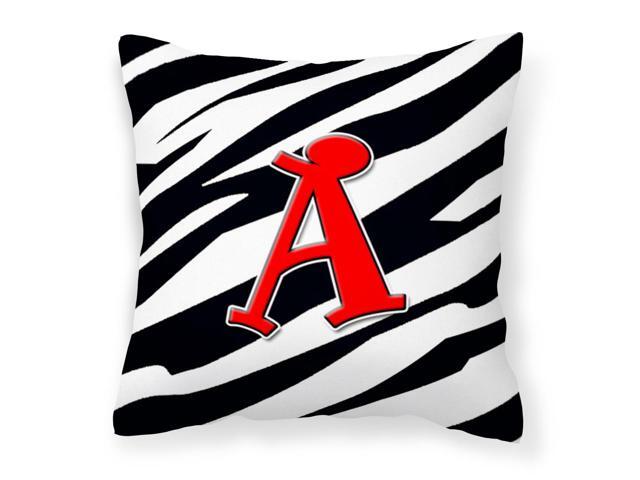 Letter A Monogram - Zebra Stripe and Red Fabric Decorative Pillow CJ1024-APW1414