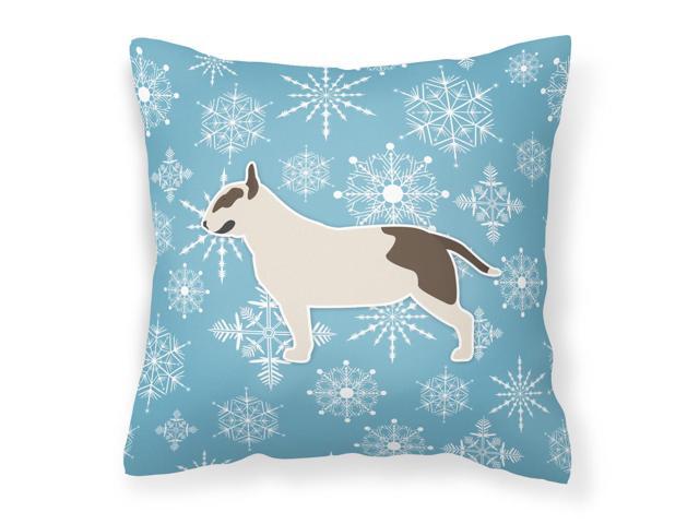 Winter Snowflake Bull Terrier Fabric Decorative Pillow BB3578PW1818