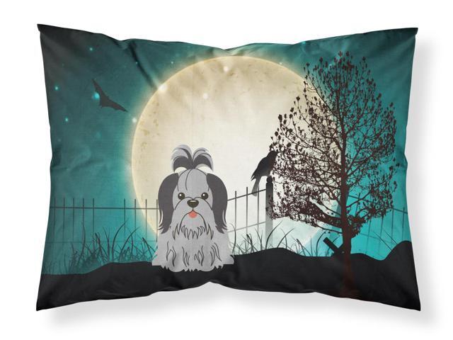 Halloween Scary Shih Tzu Black Silver Fabric Standard Pillowcase BB2279PILLOWCASE