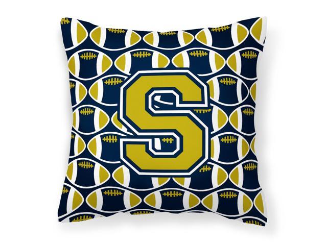 Letter S Football Blue and Gold Fabric Decorative Pillow CJ1074-SPW1414