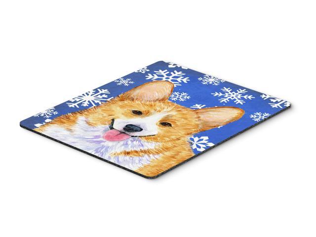 Corgi Winter Snowflakes Holiday Mouse Pad Hot Pad or Trivet