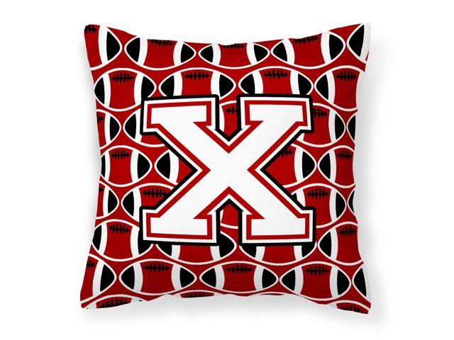 Letter X Football Cardinal and White Fabric Decorative Pillow CJ1082-XPW1414