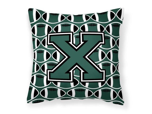 Letter X Football Green and White Fabric Decorative Pillow CJ1071-XPW1414