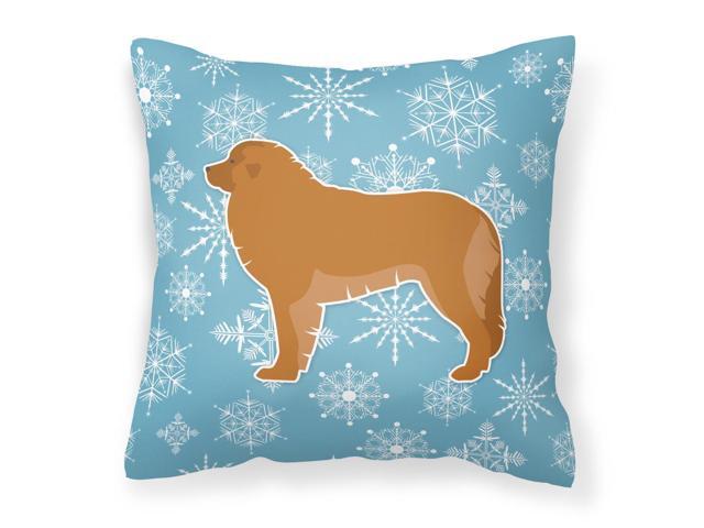 Winter Snowflake Leonberger Fabric Decorative Pillow BB3558PW1414