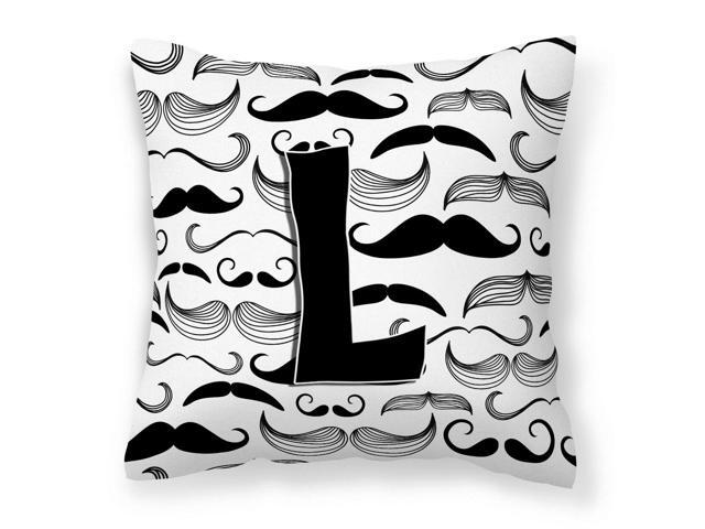 Letter L Moustache Initial Canvas Fabric Decorative Pillow CJ2009-LPW1414