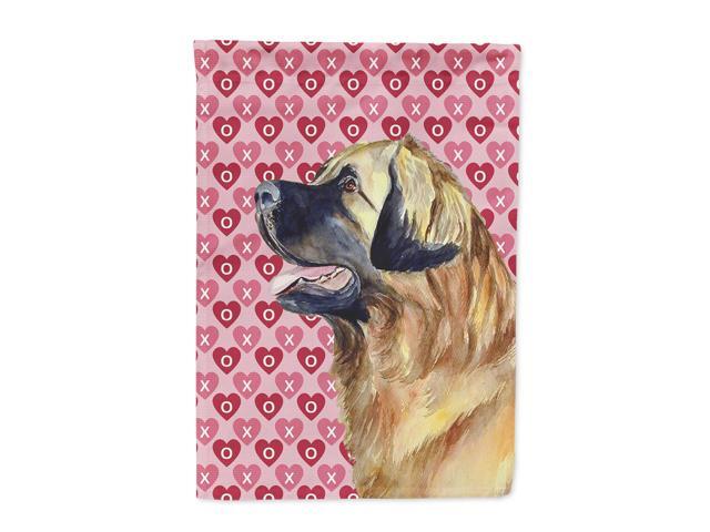 Leonberger Hearts Love and Valentine's Day Portrait Flag Canvas House Size