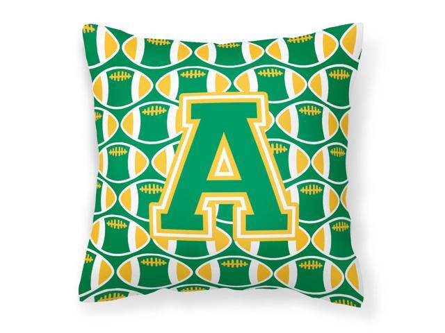 Letter A Football Green and Gold Fabric Decorative Pillow CJ1069-APW1414