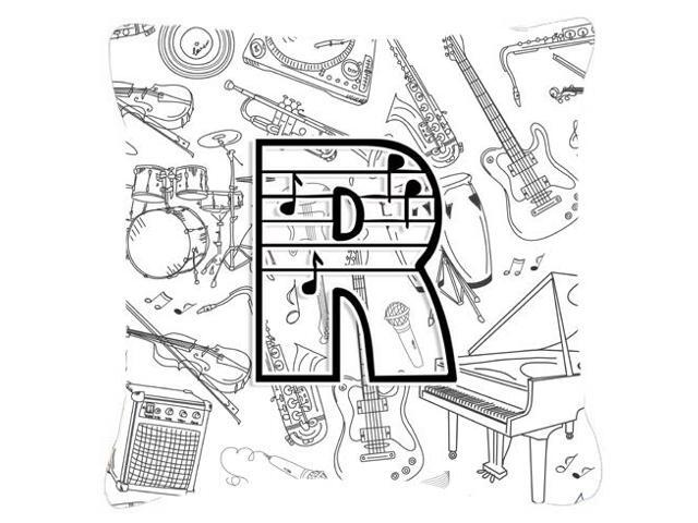 Letter R Musical Note Letters Canvas Fabric Decorative Pillow CJ2007-RPW1818