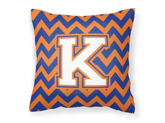 Letter K Chevron Blue and Orange #3 Fabric Decorative Pillow CJ1060-KPW1414