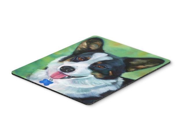 Corgi with blue tag Mouse Pad Hot Pad or Trivet 7438MP