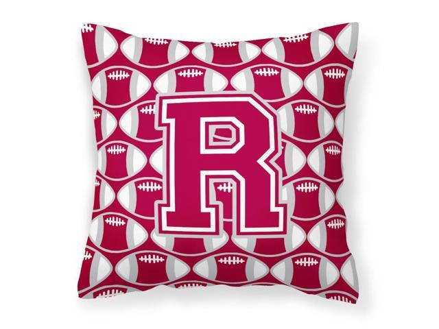 Letter R Football Crimson grey and white Fabric Decorative Pillow CJ1065-RPW1414