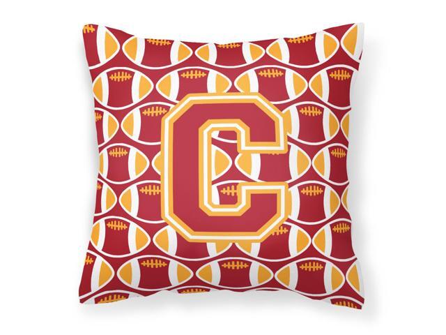 Letter C Football Cardinal and Gold Fabric Decorative Pillow CJ1070-CPW1414