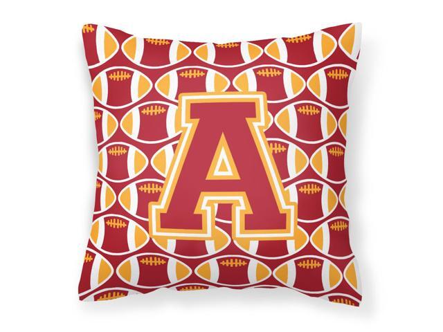 Letter A Football Cardinal and Gold Fabric Decorative Pillow CJ1070-APW1414