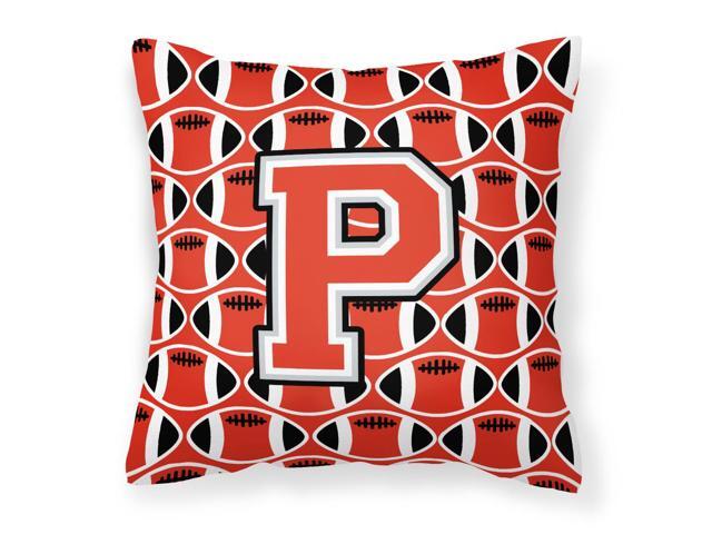 Letter P Football Scarlet and Grey Fabric Decorative Pillow CJ1067-PPW1414
