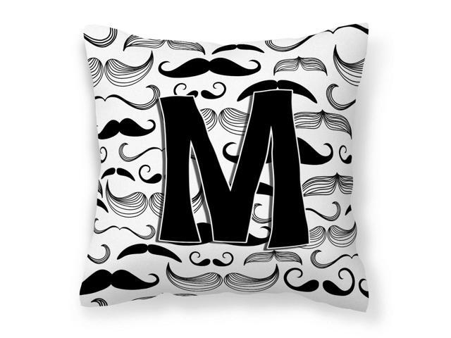Letter M Moustache Initial Canvas Fabric Decorative Pillow CJ2009-MPW1414