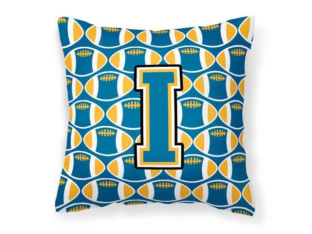 Letter I Football Blue and Gold Fabric Decorative Pillow CJ1077-IPW1414