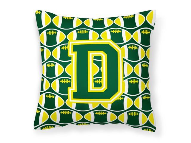 Letter D Football Green and Yellow Fabric Decorative Pillow CJ1075-DPW1414