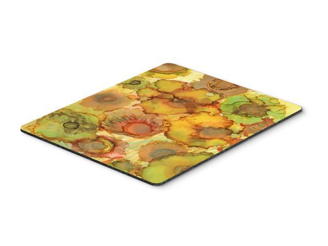 Abstract Flowers in Yellows and Oranges Mouse Pad Hot Pad or Trivet 8986MP