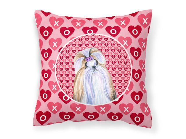 Shih Tzu Hearts Love and Valentine's Day Portrait Fabric Decorative Pillow SS4465PW1414