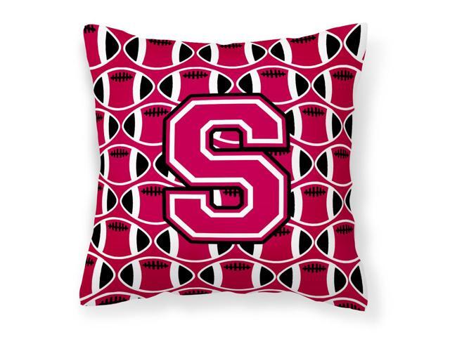 Letter S Football Crimson and White Fabric Decorative Pillow CJ1079-SPW1414