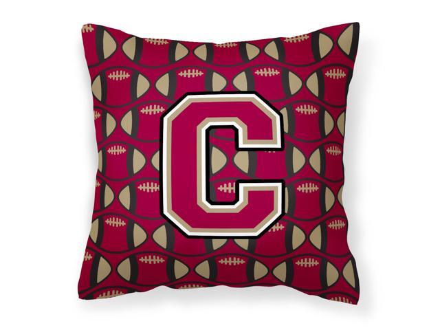 Letter C Football Garnet and Gold Fabric Decorative Pillow CJ1078-CPW1414