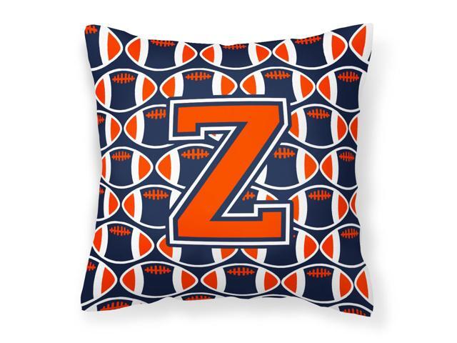 Letter Z Football Orange Blue and white Fabric Decorative Pillow CJ1066-ZPW1414