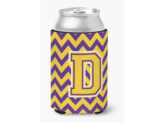 Letter D Chevron Purple and Gold Can or Bottle Hugger CJ1041-DCC