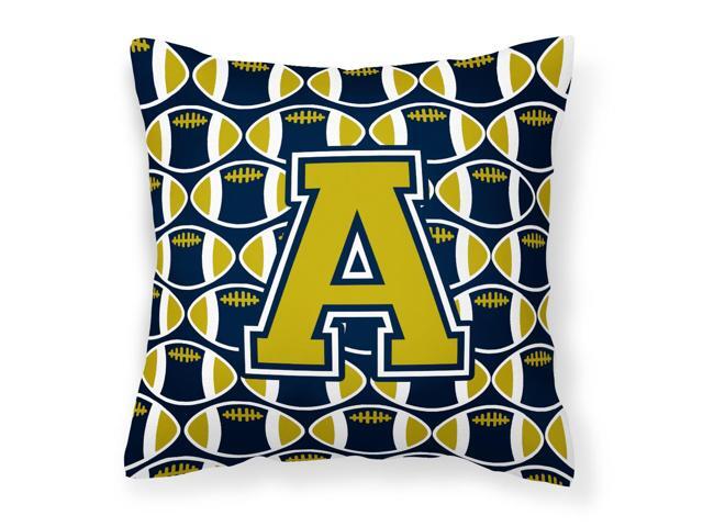 Letter A Football Blue and Gold Fabric Decorative Pillow CJ1074-APW1414