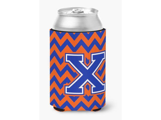 Letter X Chevron Orange and Blue Can or Bottle Hugger CJ1044-XCC
