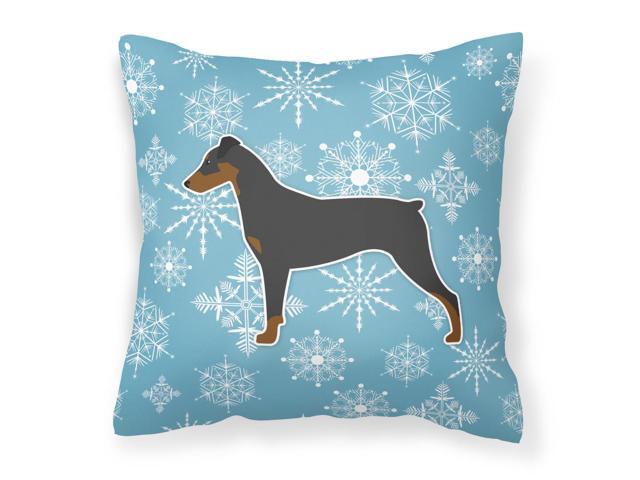Winter Snowflake German Pinscher Fabric Decorative Pillow BB3513PW1414