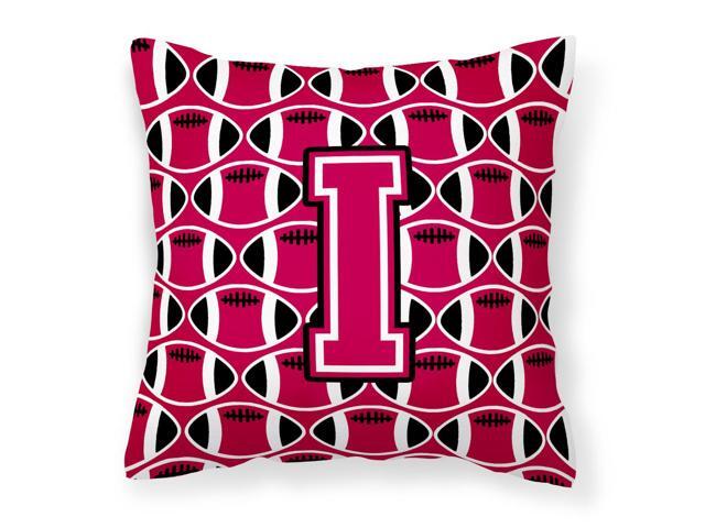 Letter I Football Crimson and White Fabric Decorative Pillow CJ1079-IPW1414
