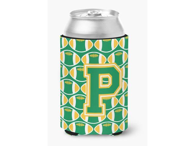 Letter P Football Green and Gold Can or Bottle Hugger CJ1069-PCC